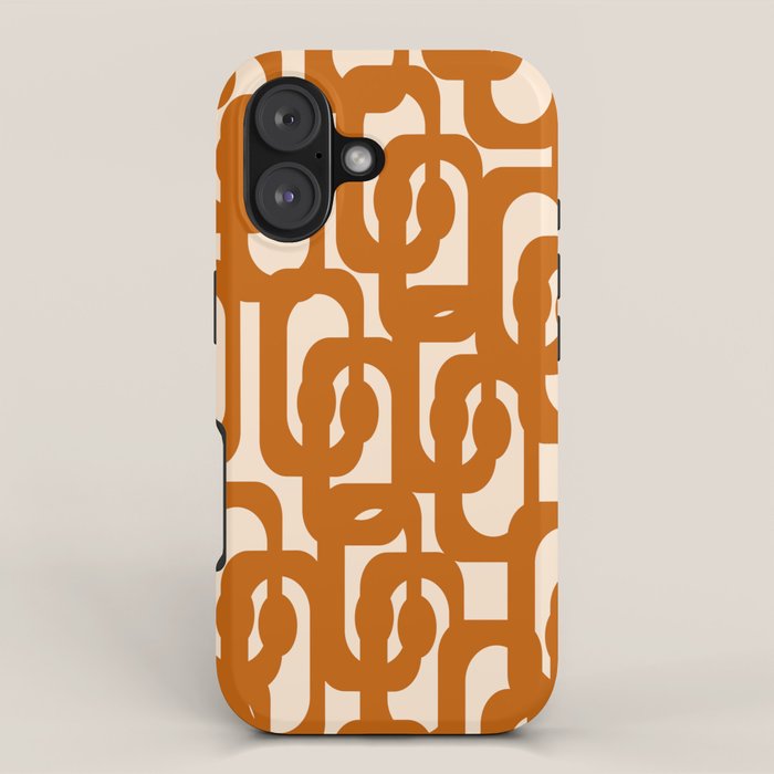 Warm Boho Mid Century Modern Loops Abstract Pattern in Cozy Rust iPhone Case Gallery Image 1