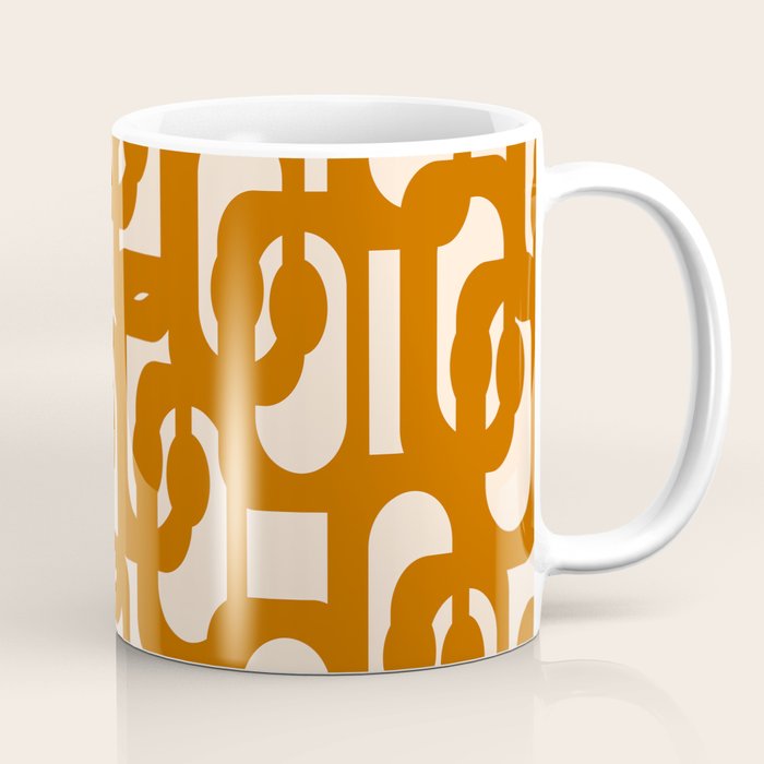 Warm Boho Mid Century Modern Loops Abstract Pattern in Cozy Rust Coffee Mug Gallery Image 1