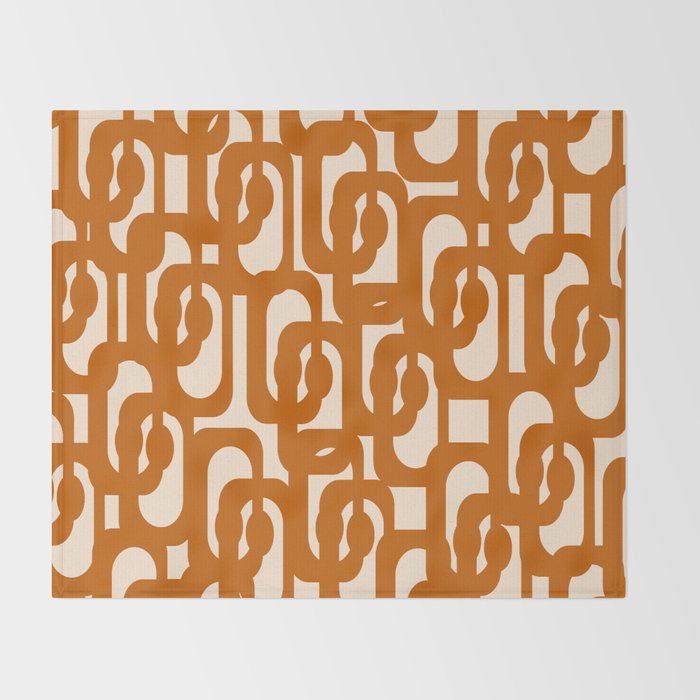 Warm Boho Mid Century Modern Loops Abstract Pattern in Cozy Rust Throw Blanket Gallery Image 2