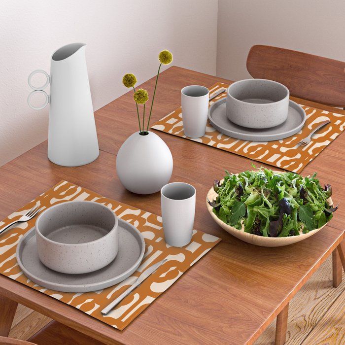 Warm Boho Mid Century Modern Loops Abstract Pattern in Cozy Rust Placemat Gallery Image 2