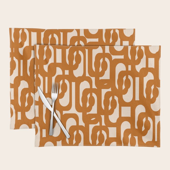 Warm Boho Mid Century Modern Loops Abstract Pattern in Cozy Rust Placemat Gallery Image 1