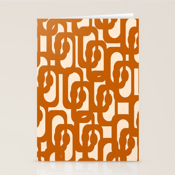 Warm Boho Mid Century Modern Loops Abstract Pattern in Cozy Rust Stationery Card Gallery Image 2