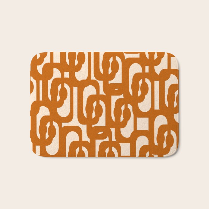 Warm Boho Mid Century Modern Loops Abstract Pattern in Cozy Rust Bath Mat Gallery Image 1