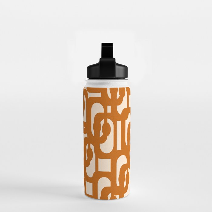 Warm Boho Mid Century Modern Loops Abstract Pattern in Cozy Rust Water Bottle Gallery Image 2