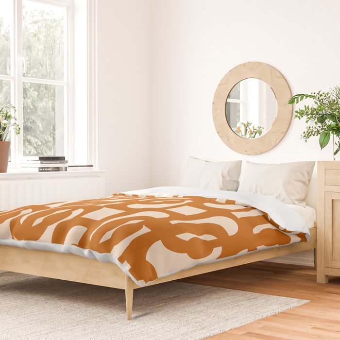 Warm Boho Mid Century Modern Loops Abstract Pattern in Cozy Rust Duvet Cover Gallery Image 2