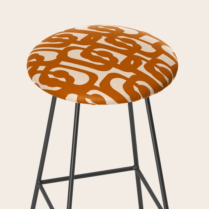 Warm Boho Mid Century Modern Loops Abstract Pattern in Cozy Rust Stool Gallery Image 2