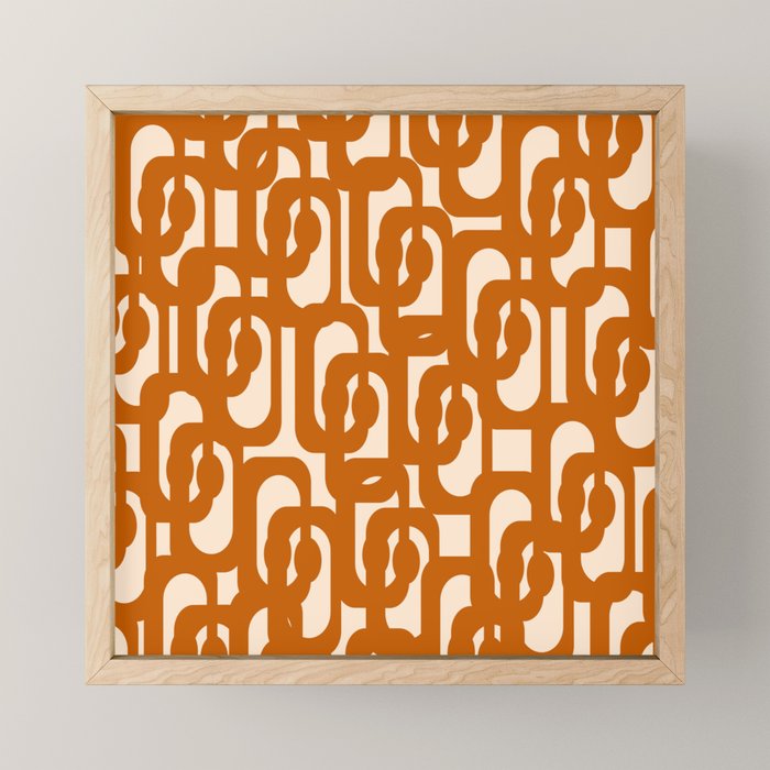 Warm Boho Mid Century Modern Loops Abstract Pattern in Cozy Rust Mini Art Print Gallery Image 1