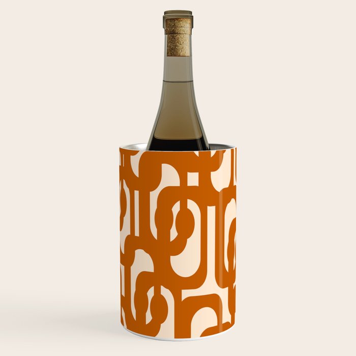 Warm Boho Mid Century Modern Loops Abstract Pattern in Cozy Rust Wine Chiller Gallery Image 2