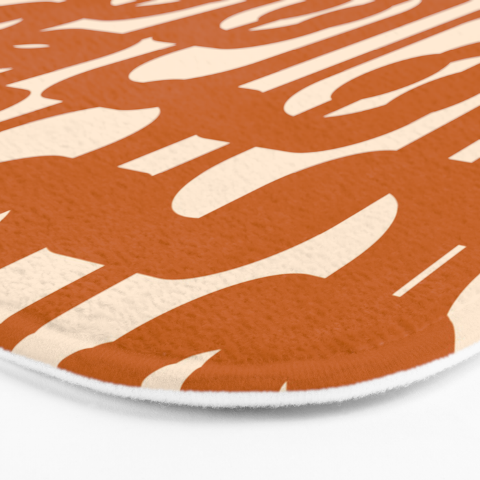 Warm Boho Mid Century Modern Loops Abstract Pattern in Cozy Rust Bath Mat Gallery Image 3
