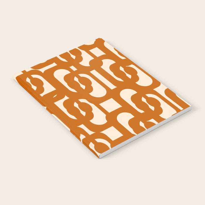 Warm Boho Mid Century Modern Loops Abstract Pattern in Cozy Rust Notebook Gallery Image 1