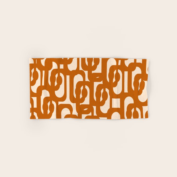 Warm Boho Mid Century Modern Loops Abstract Pattern in Cozy Rust Bath Towel Gallery Image 1