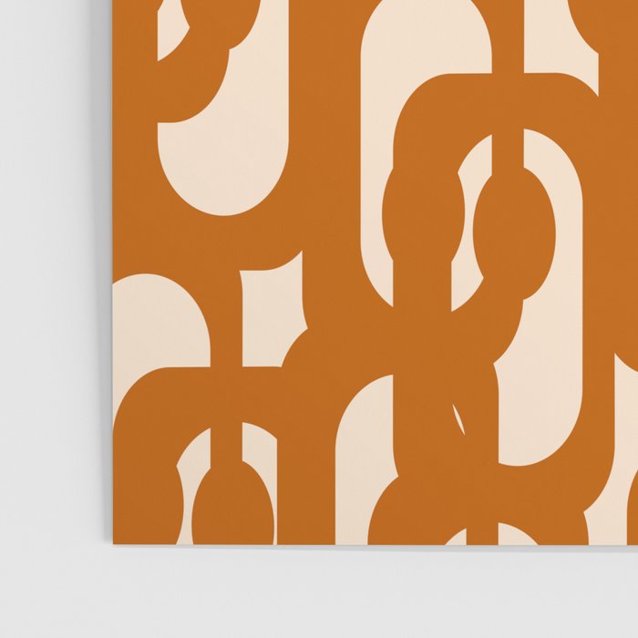 Warm Boho Mid Century Modern Loops Abstract Pattern in Cozy Rust Poster Gallery Image 3