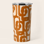 Warm Boho Mid Century Modern Loops Abstract Pattern in Cozy Rust Travel Mug Gallery Image 1