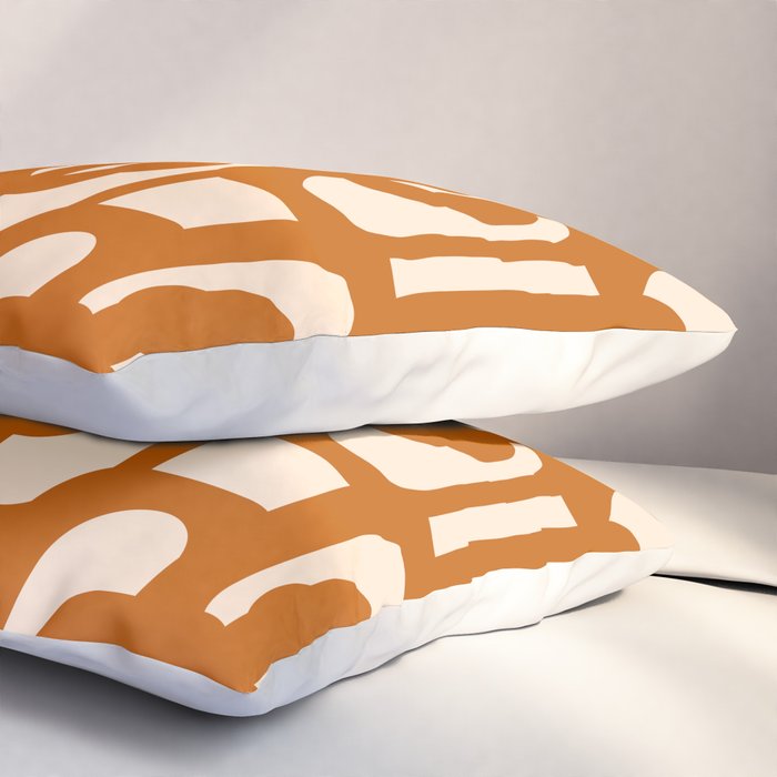 Warm Boho Mid Century Modern Loops Abstract Pattern in Cozy Rust Pillow Sham Gallery Image 3