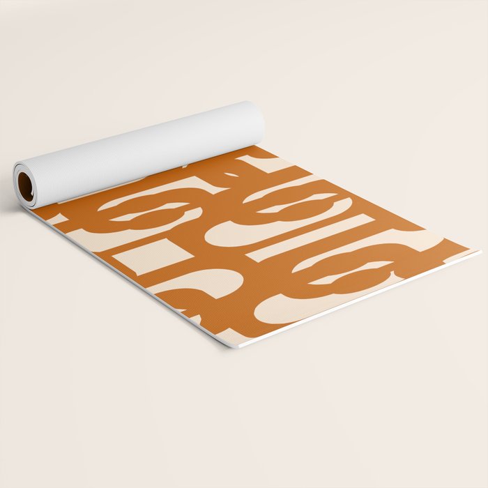 Warm Boho Mid Century Modern Loops Abstract Pattern in Cozy Rust Yoga Mat Gallery Image 2