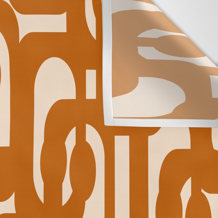 Warm Boho Mid Century Modern Loops Abstract Pattern in Cozy Rust Wall Tapestry Gallery Image 3