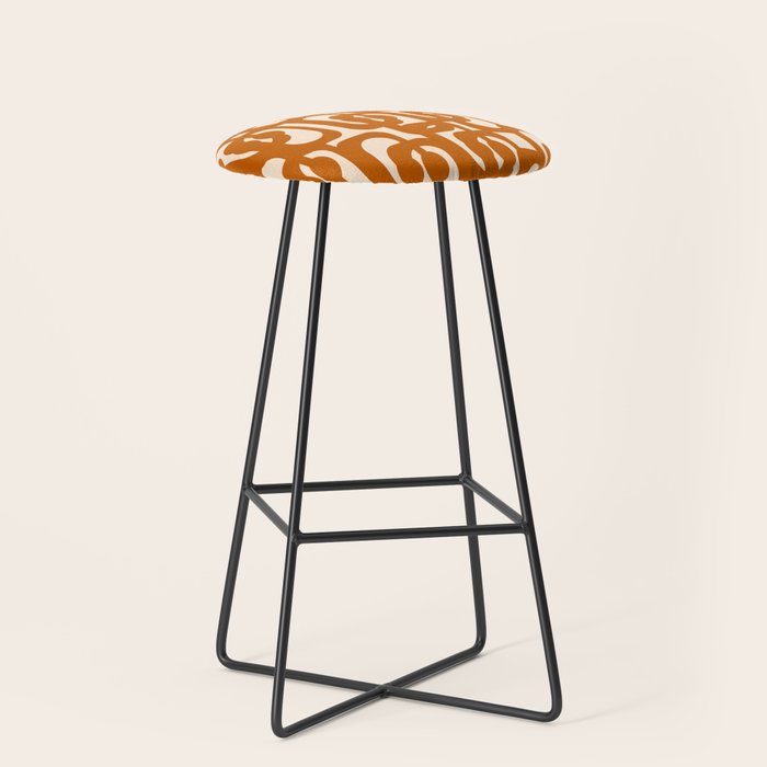 Warm Boho Mid Century Modern Loops Abstract Pattern in Cozy Rust Stool Gallery Image 1