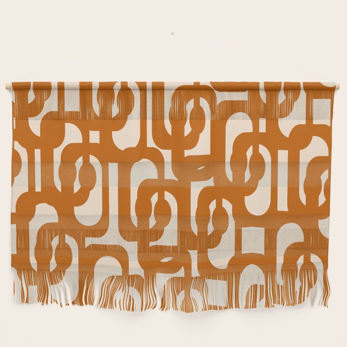 Warm Boho Mid Century Modern Loops Abstract Pattern in Cozy Rust Wall Hanging Gallery Image 1