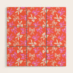 Playful Scattered Coquette Bows Vibrant Pink White Peach and Red Wood Wall Art Gallery Image 1