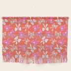 Playful Scattered Coquette Bows Vibrant Pink White Peach and Red Wall Hanging Gallery Image 1