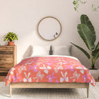 Playful Scattered Coquette Bows Vibrant Pink White Peach and Red Comforter Gallery Image 3