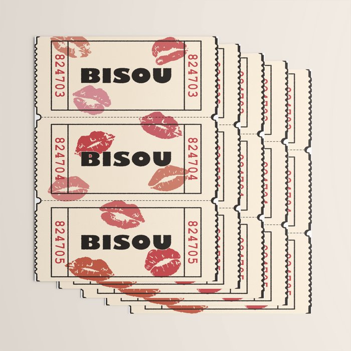 Bisou Bisou. Retro Movie Ticket Wrapping Paper Gallery Image 3