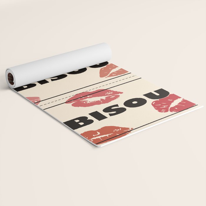 Bisou Bisou. Retro Movie Ticket Yoga Mat Gallery Image 2