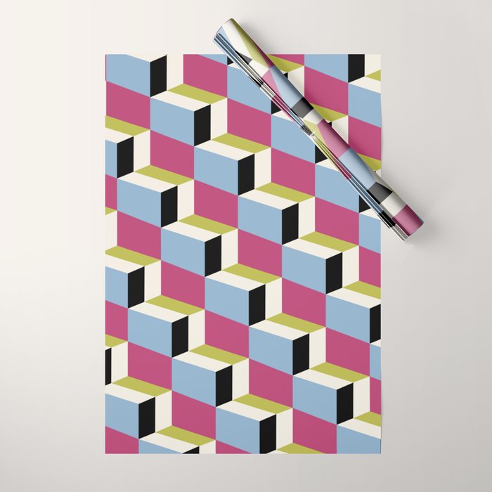 Cuboid Geometric Abstract Shapes Pattern XXXIV Wrapping Paper Gallery Image 1