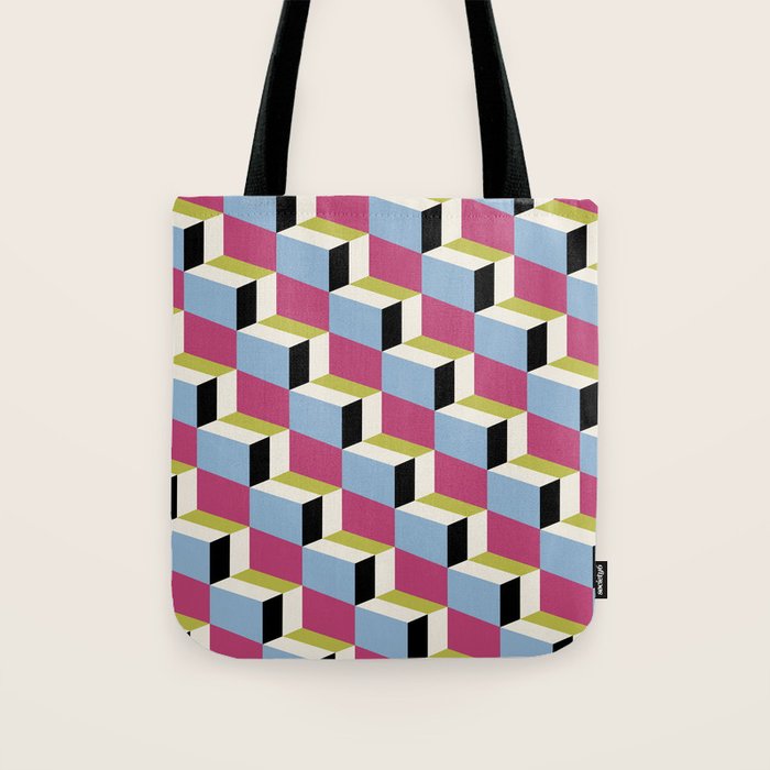 Cuboid Geometric Abstract Shapes Pattern XXXIV Tote Bag Gallery Image 1