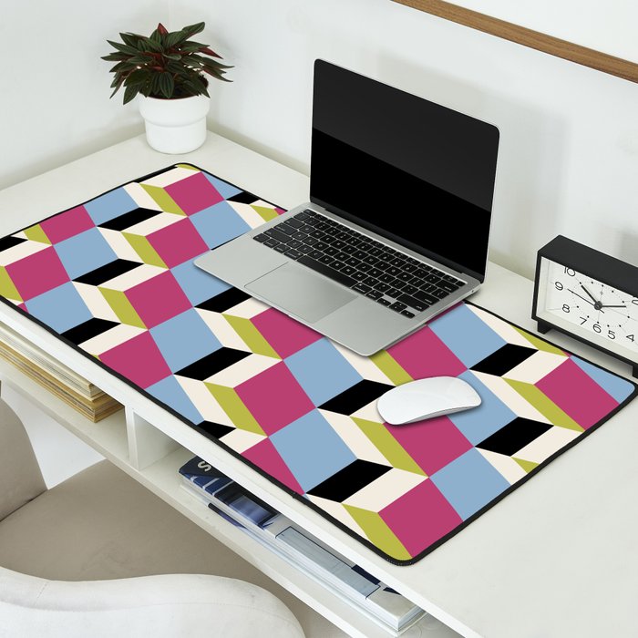 Cuboid Geometric Abstract Shapes Pattern XXXIV Desk Mat Gallery Image 2