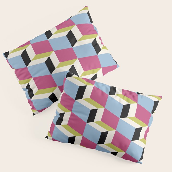 Cuboid Geometric Abstract Shapes Pattern XXXIV Pillow Sham Gallery Image 3