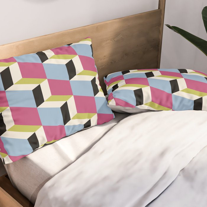 Cuboid Geometric Abstract Shapes Pattern XXXIV Pillow Sham Gallery Image 2