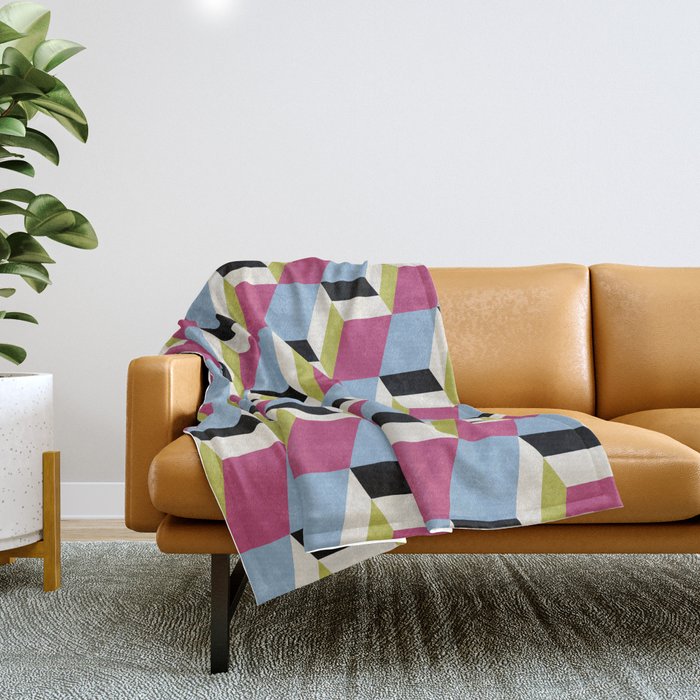 Cuboid Geometric Abstract Shapes Pattern XXXIV Throw Blanket Gallery Image 1