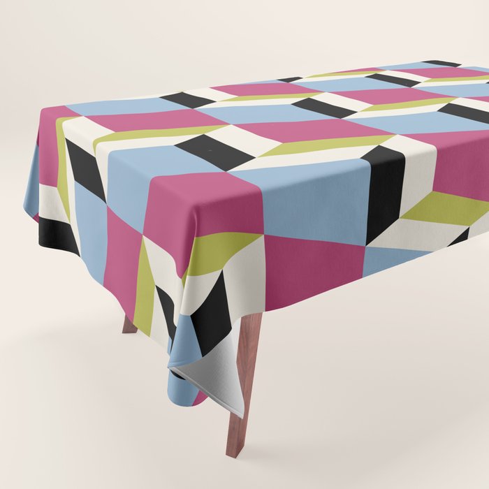 Cuboid Geometric Abstract Shapes Pattern XXXIV Tablecloth Gallery Image 1