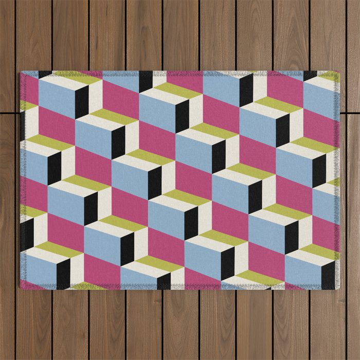 Cuboid Geometric Abstract Shapes Pattern XXXIV Outdoor Rug Gallery Image 1