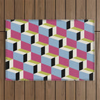Cuboid Geometric Abstract Shapes Pattern XXXIV Outdoor Rug Gallery Image 1
