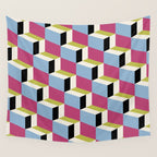 Cuboid Geometric Abstract Shapes Pattern XXXIV Wall Tapestry Gallery Image 4