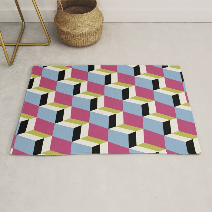 Cuboid Geometric Abstract Shapes Pattern XXXIV Rug Gallery Image 1