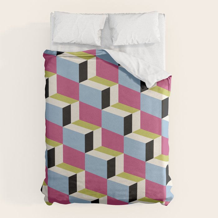 Cuboid Geometric Abstract Shapes Pattern XXXIV Duvet Cover Gallery Image 6