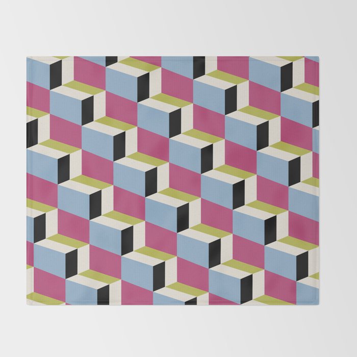 Cuboid Geometric Abstract Shapes Pattern XXXIV Throw Blanket Gallery Image 2