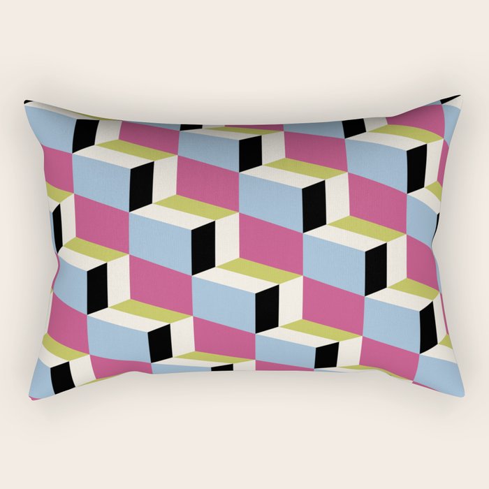 Cuboid Geometric Abstract Shapes Pattern XXXIV Rectangular Pillow Gallery Image 1