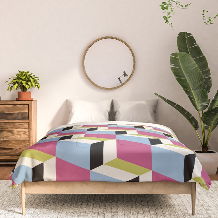 Cuboid Geometric Abstract Shapes Pattern XXXIV Comforter Gallery Image 3