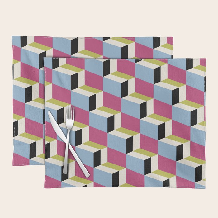 Cuboid Geometric Abstract Shapes Pattern XXXIV Placemat Gallery Image 1
