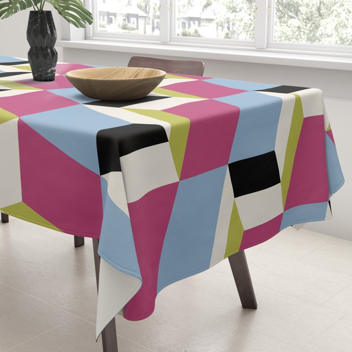 Cuboid Geometric Abstract Shapes Pattern XXXIV Tablecloth Gallery Image 3