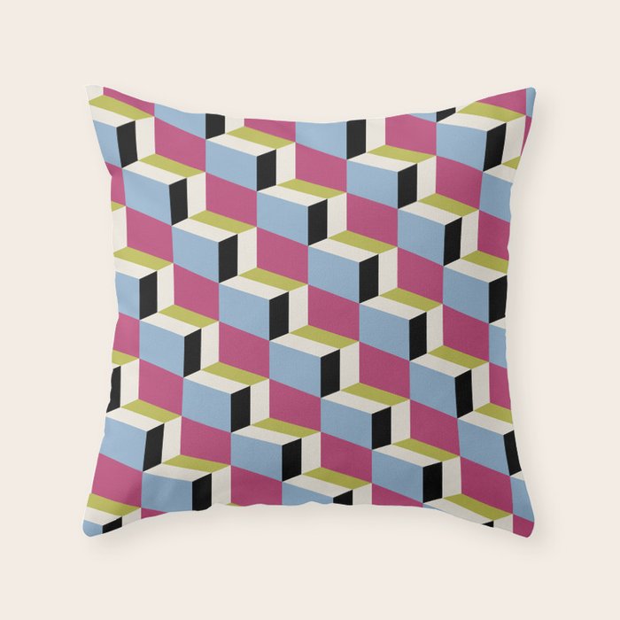 Cuboid Geometric Abstract Shapes Pattern XXXIV Throw Pillow Gallery Image 6