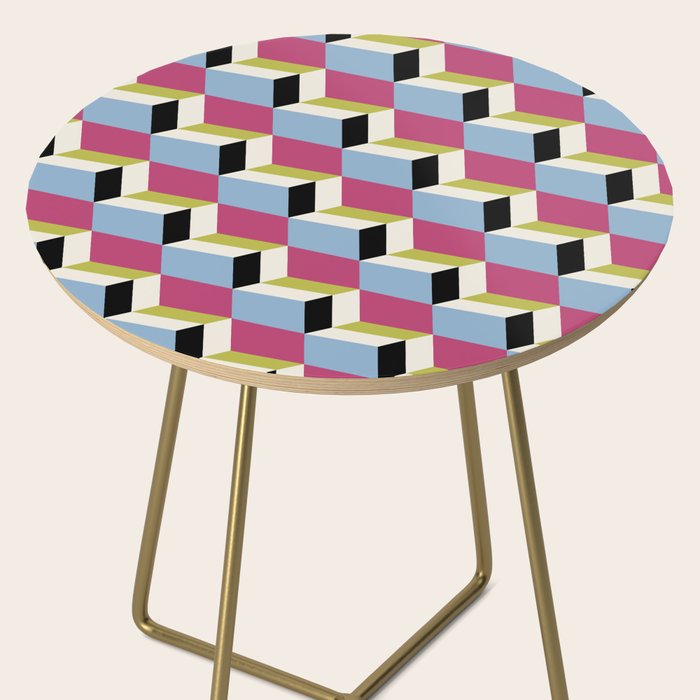 Cuboid Geometric Abstract Shapes Pattern XXXIV Side Table Gallery Image 2