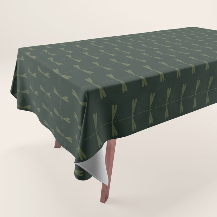 Dragonfly Pattern X Earthy Green Tablecloth Gallery Image 1