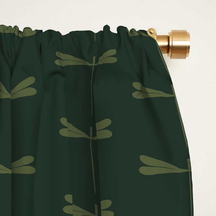 Dragonfly Pattern X Earthy Green Window Curtain Gallery Image 2