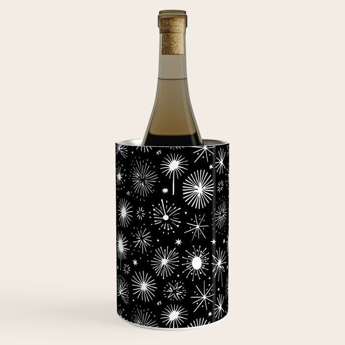 Black and white firework doodle pattern Wine Chiller Gallery Image 2