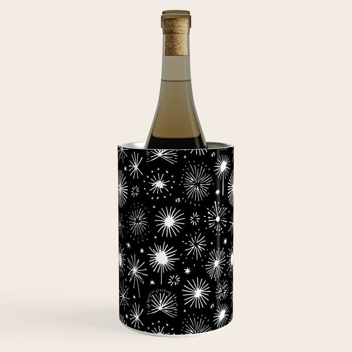 Black and white firework doodle pattern Wine Chiller Gallery Image 1